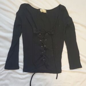 LA Hearts lace up crop top size small